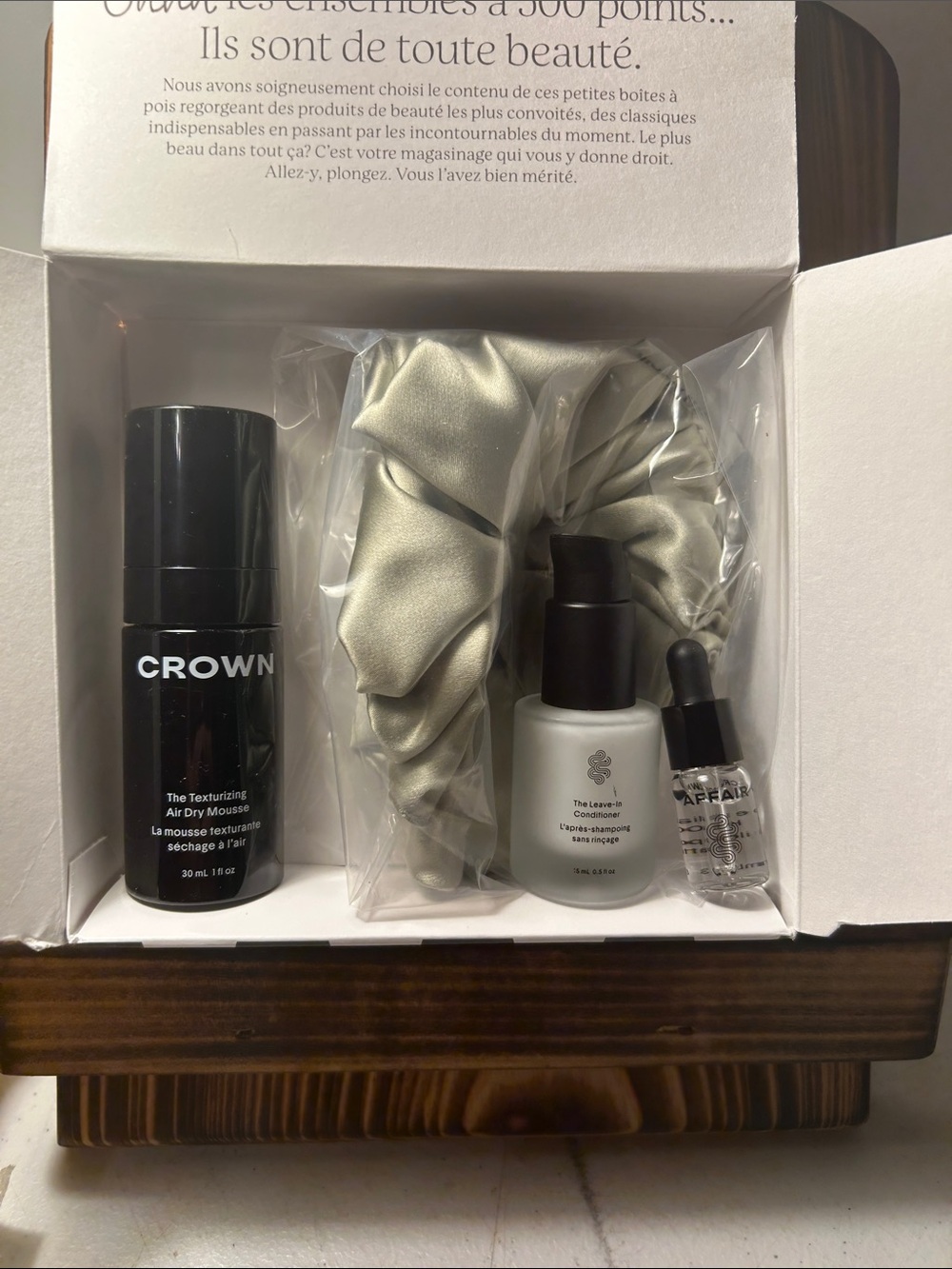 Crown Hair Set with Black Bottle and Champagne Scrunchie